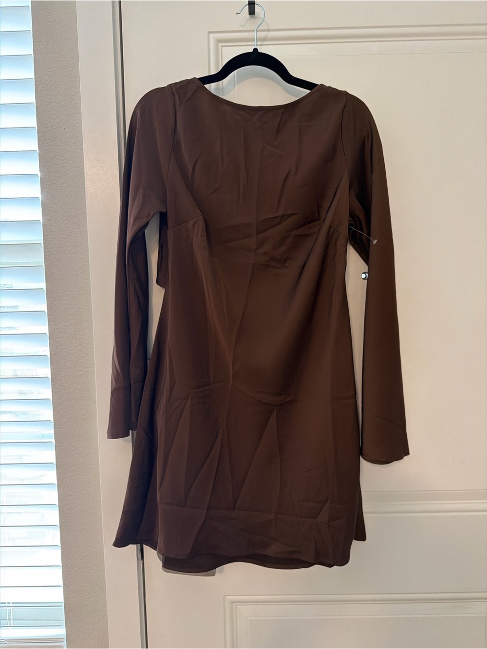 a new day Brown Long Sleeve Satin Dress